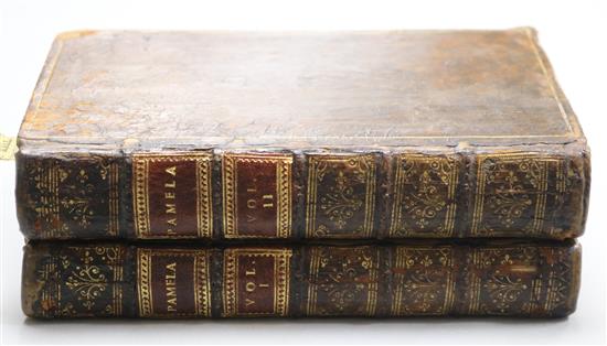 [Richardson, Samuel] - Pamela: or, Virtue Rewarded, 2 vols, 2nd edition, 12mo, calf, rebacked, text browned throughout, London 1741